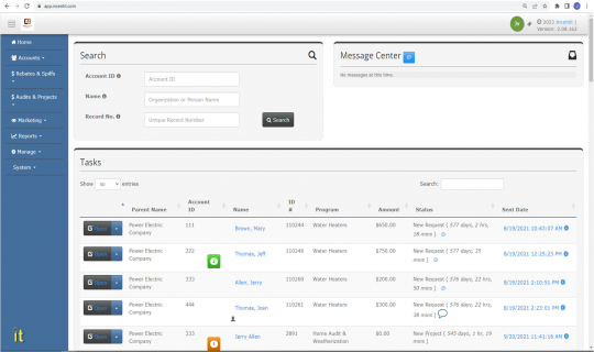 Incentit program management dashboard with workflow and reporting
